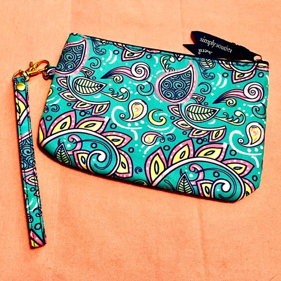 🍑Simply Southern Large Teal Paisley Wristlet🍑 - Picture 8 of 9